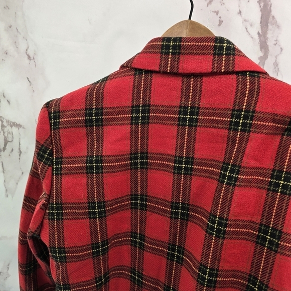 Vintage Blazer Womens Large Red Plaid 1 Button Wool Academia Scotch 90s Y2K 12 - Picture 6 of 11